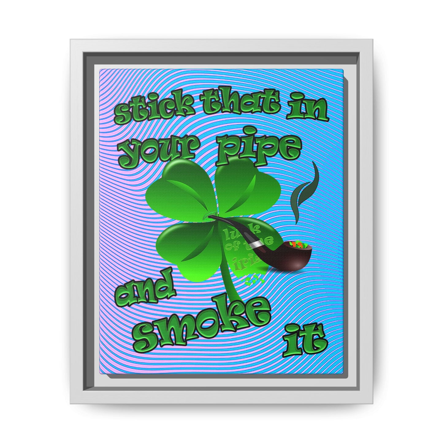 stick that in your pipe and smoke it - framed canvas art (light blue-purple wave)