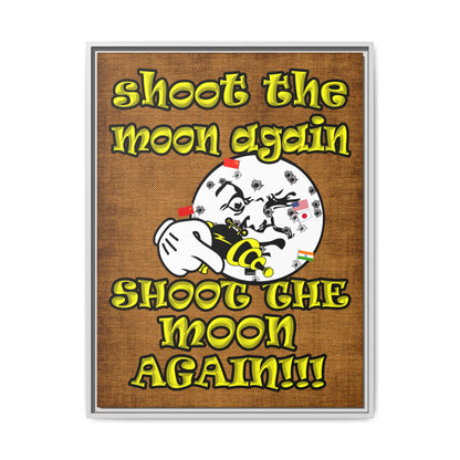 shoot the moon again - framed canvas art (brown papyrus)