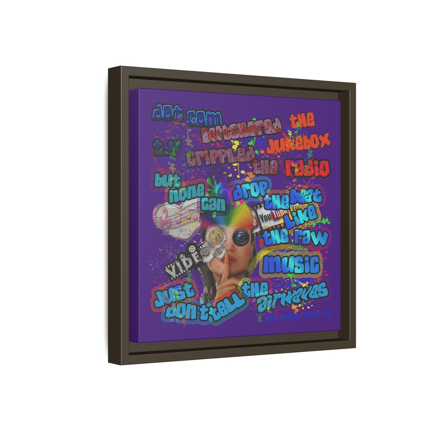 drop the beat - framed canvas art (purple)