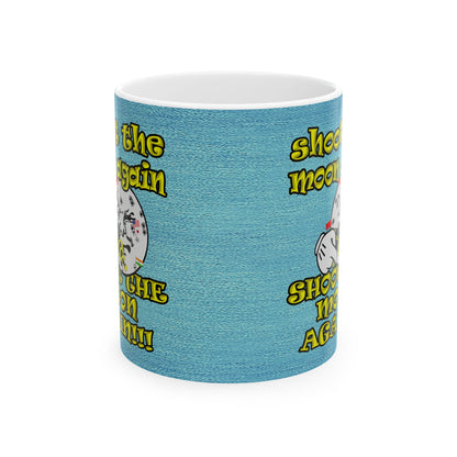 shoot the moon again - White Mug (faded blue)