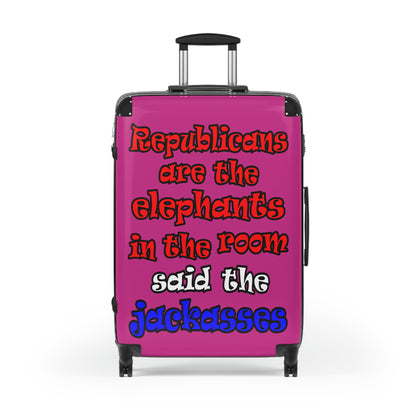 donkeys and elephants - Suitcase (pink)