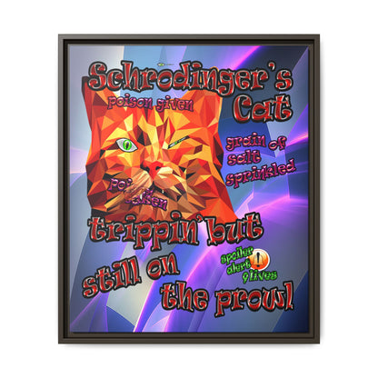 schrodinger's cat - framed canvas art (grey-pink wave)