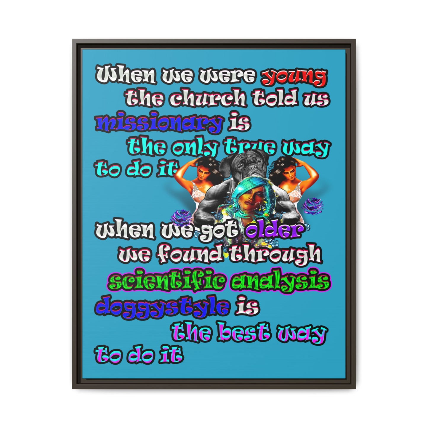 doggystyle - framed canvas art (turquoise)