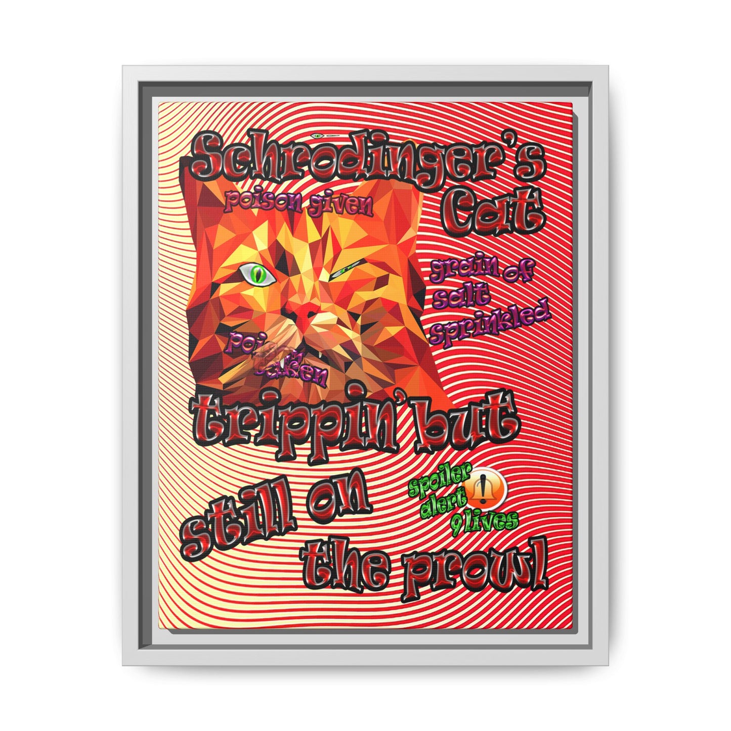 schrodinger's cat - framed canvas art (yellow-orange wave)