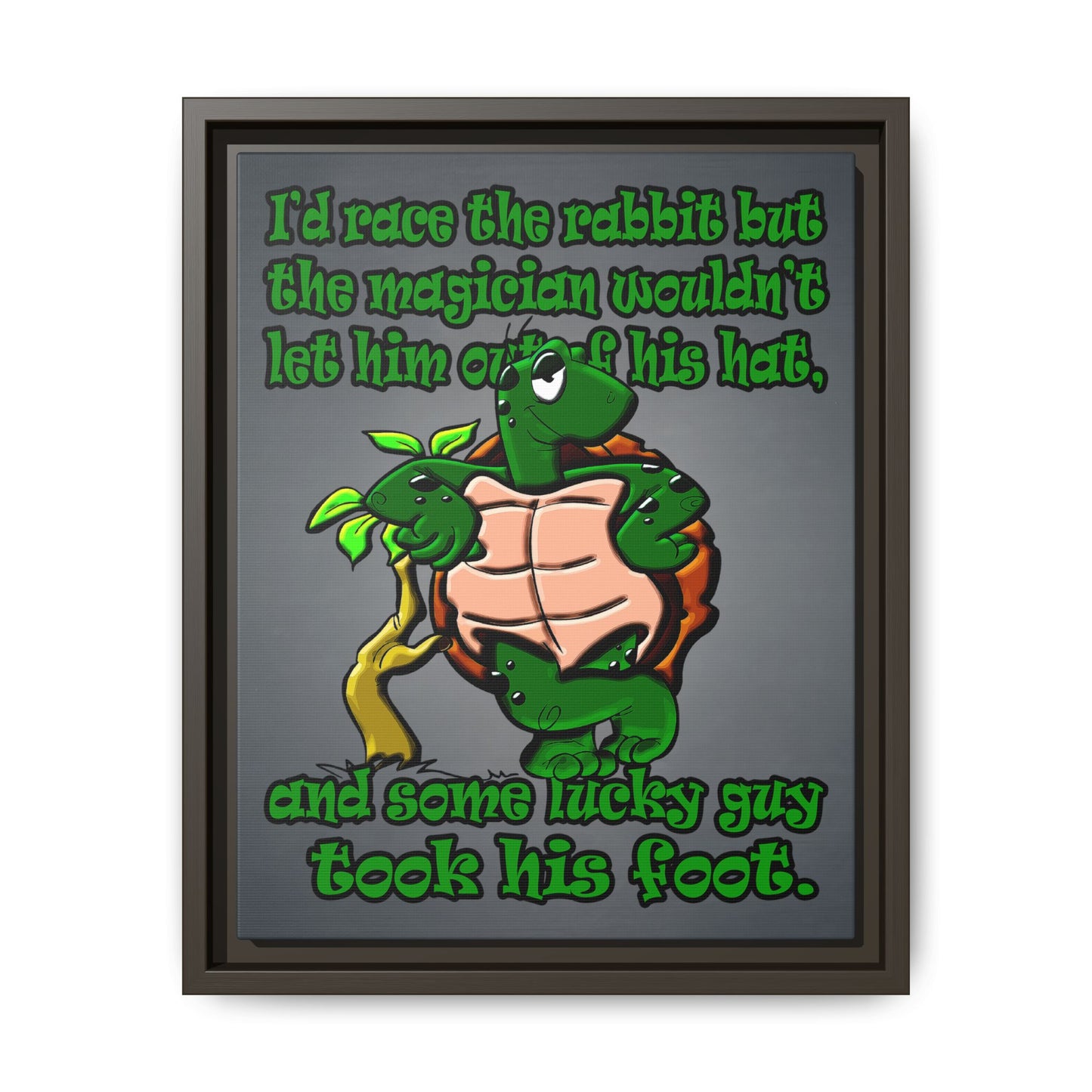turtle race - framed canvas art (grey-light grey)