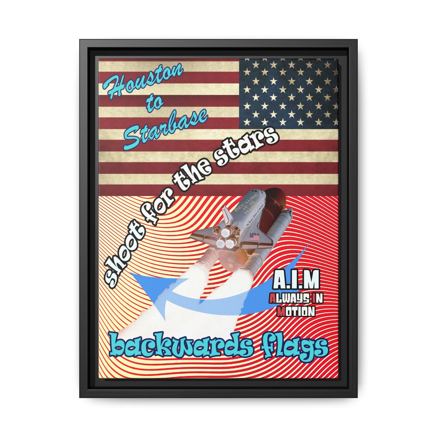 shoot for the stars - framed canvas art (yellow-orange wave)