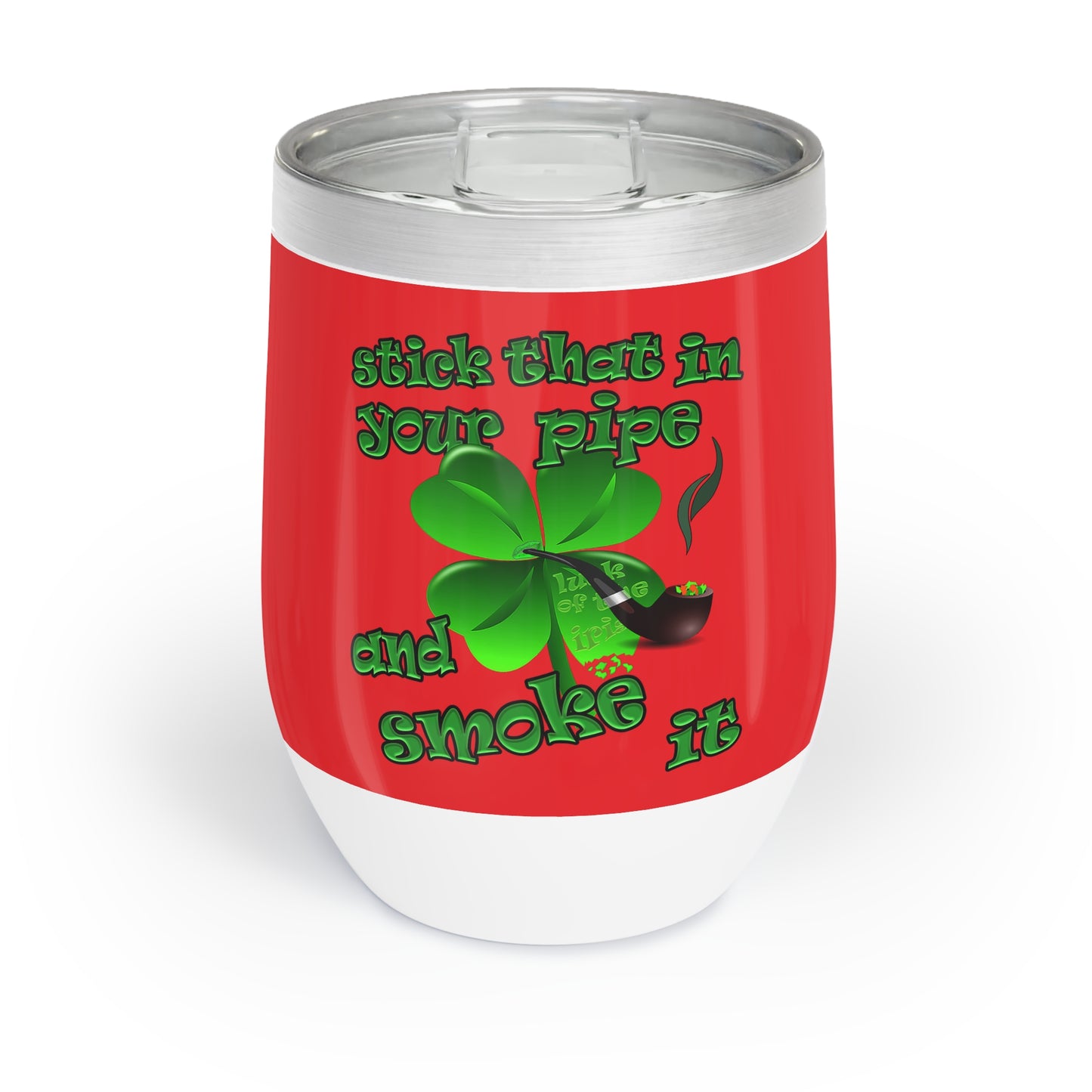 celtics logo - Chill Wine Tumbler (red)