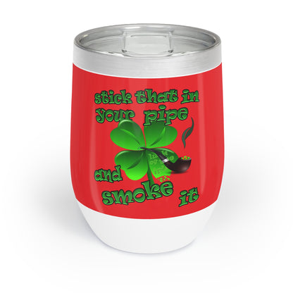 celtics logo - Chill Wine Tumbler (red)