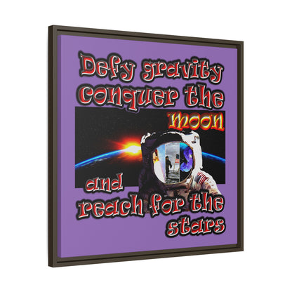 defy conquer reach - framed canvas art (light purple)