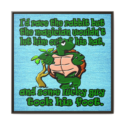 turtle race - framed canvas art (faded blue)