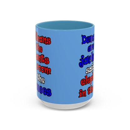 donkeys and elephants - Accent Mug (light blue)