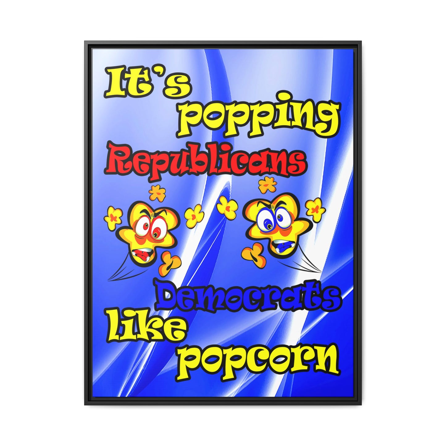 popping like popcorn - framed canvas art (blue-white wave)
