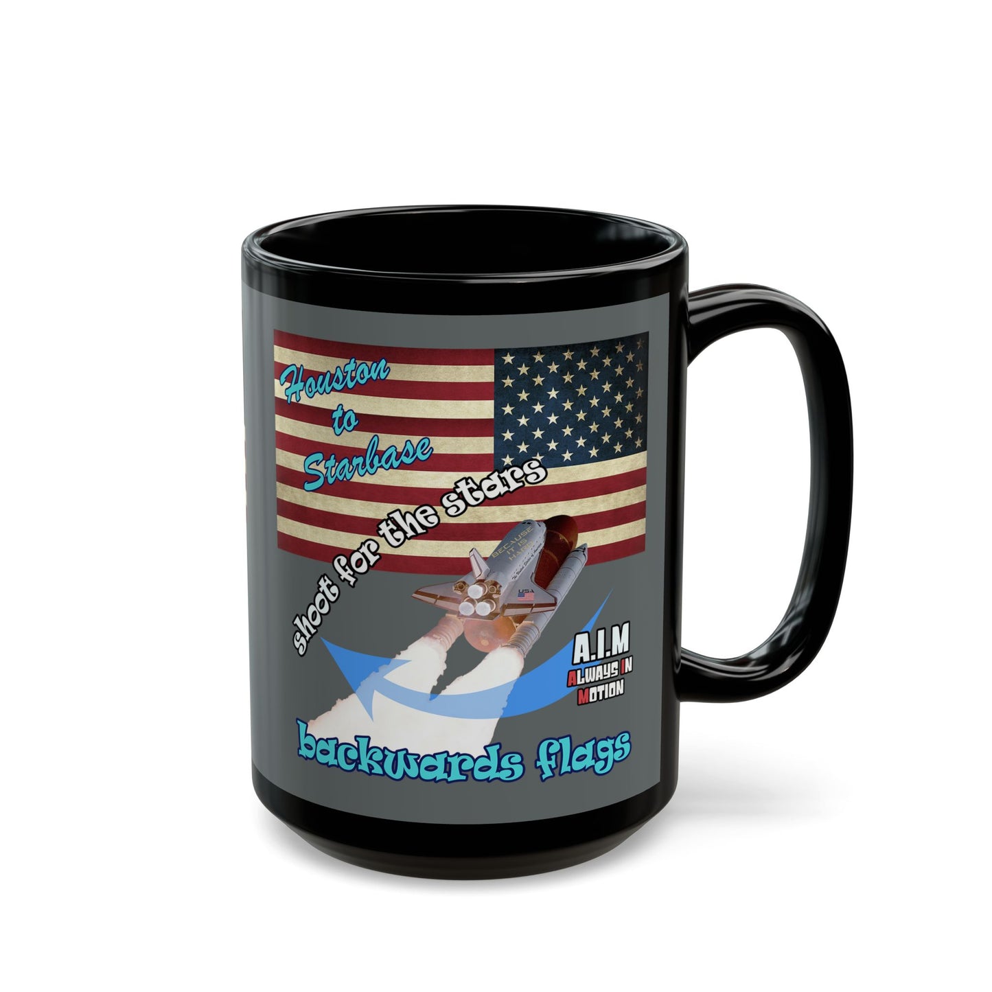 shoot for the stars - Black Mug (dark grey)