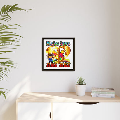 love peace - framed canvas art (white)