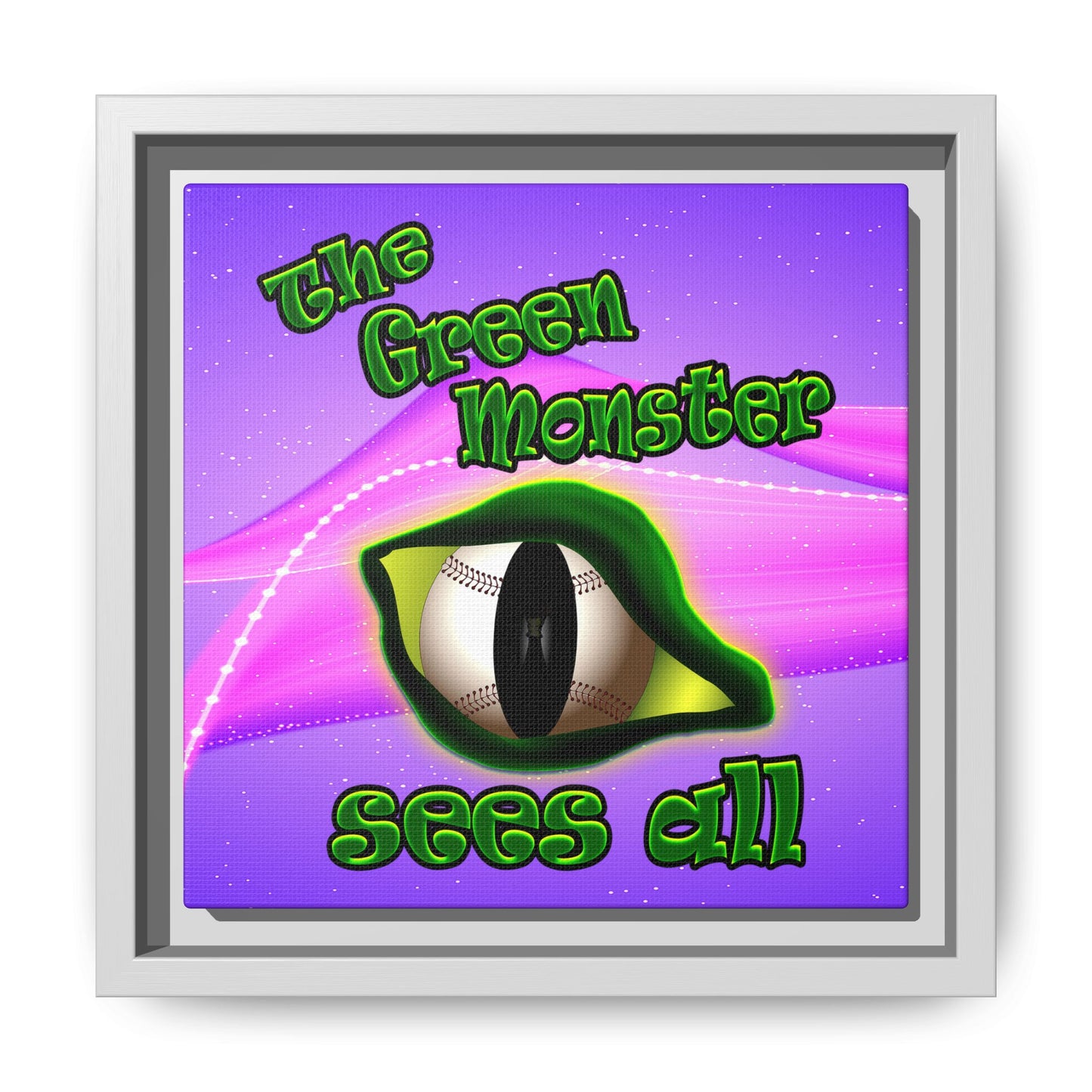 green monster - framed canvas art (purple-pink wave)