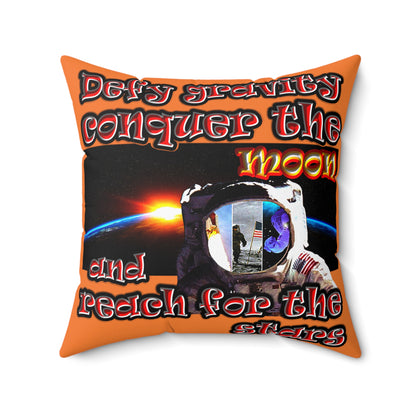 defy conquer reach - Spun Polyester Square Pillow - (crusta)