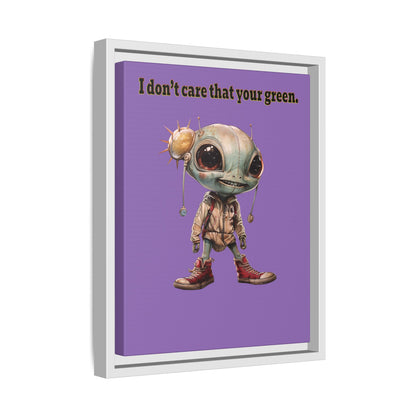 I don't care that your green - framed canvas art (light purple)