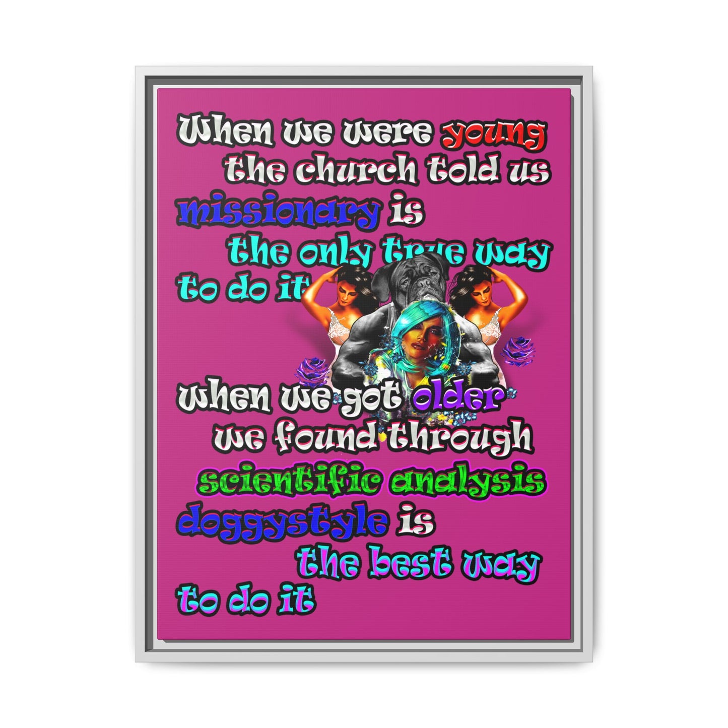 doggystyle - framed canvas art (pink)