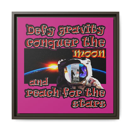 defy conquer reach - framed canvas art (pink)