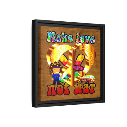 love peace - framed canvas art (brown papyrus)