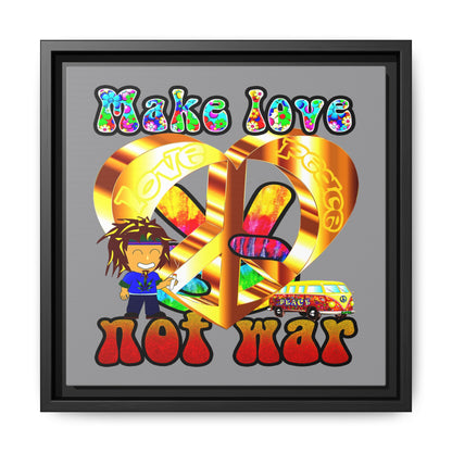 love peace - framed canvas art (grey)