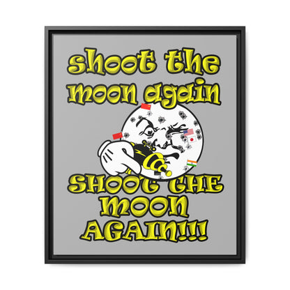 shoot the moon again - framed canvas art (light grey)