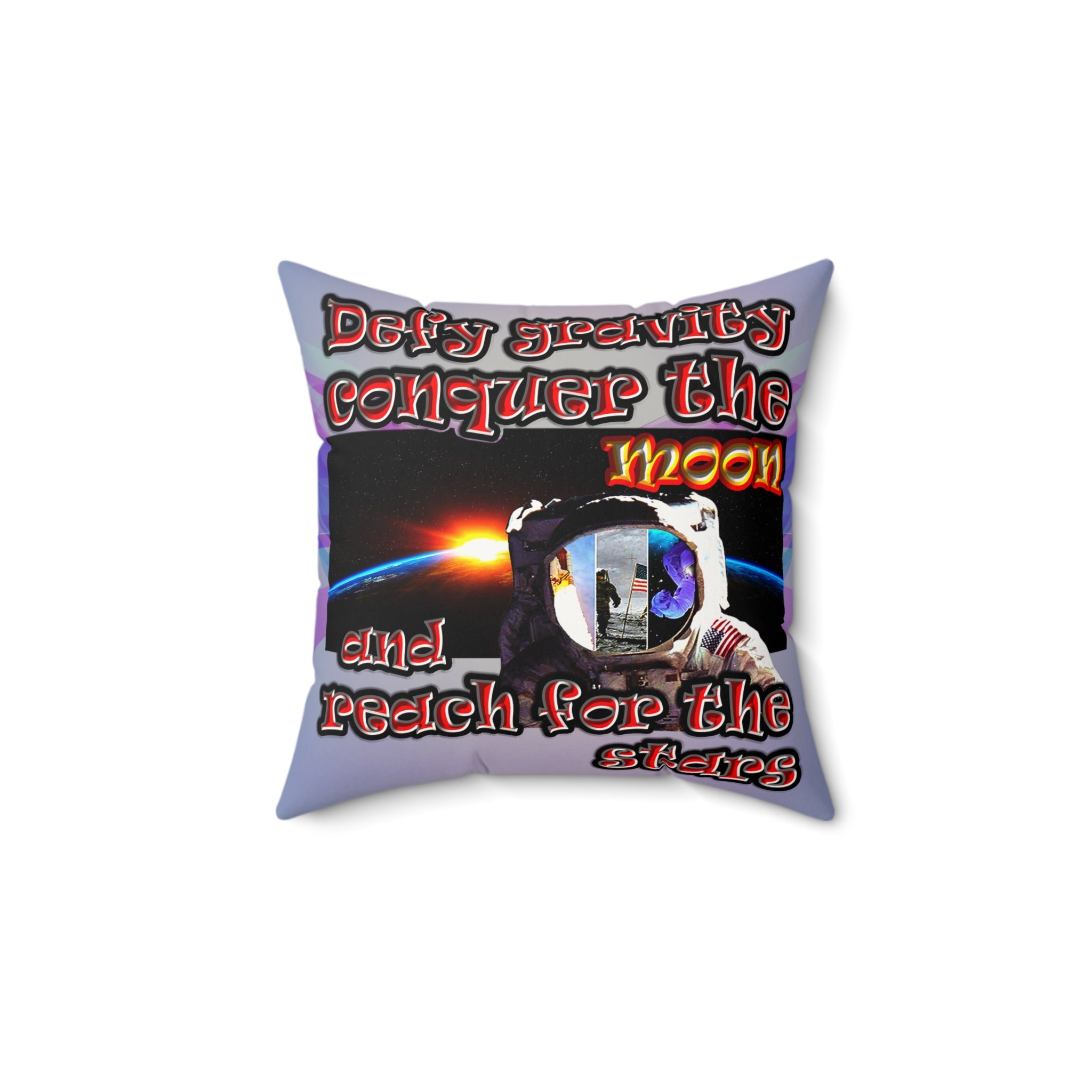 defy conquer reach - Faux Suede Square Pillow - (light blue-pink wave)
