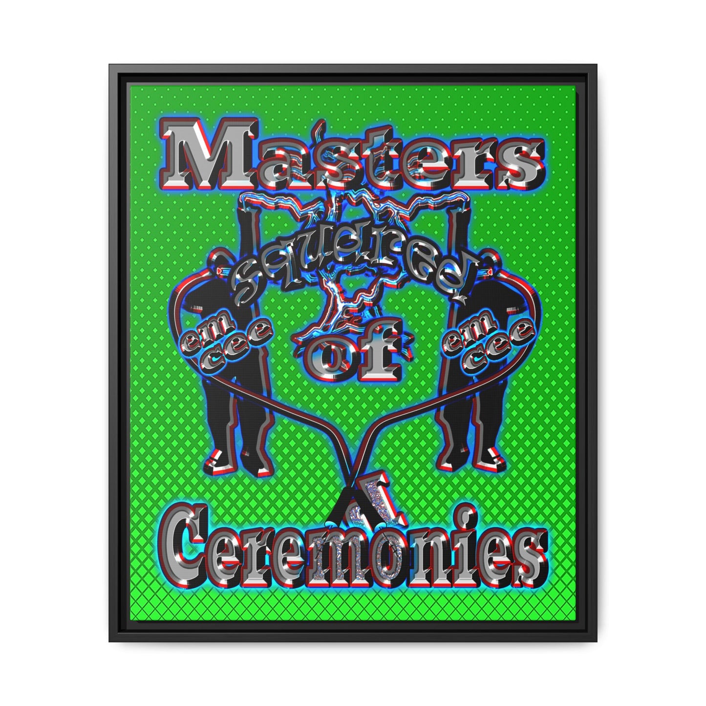 em cee squared - framed canvas art (logo green)