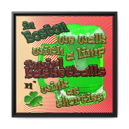 celtics logo - framed canvas art (yellow-orange wave)