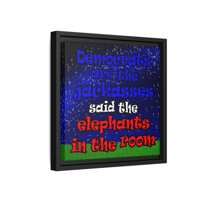 donkeys and elephants - framed canvas art ('snoops' background)