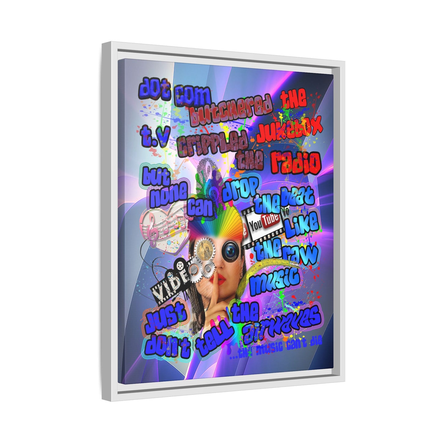 drop the beat - framed canvas art (grey-pink wave)