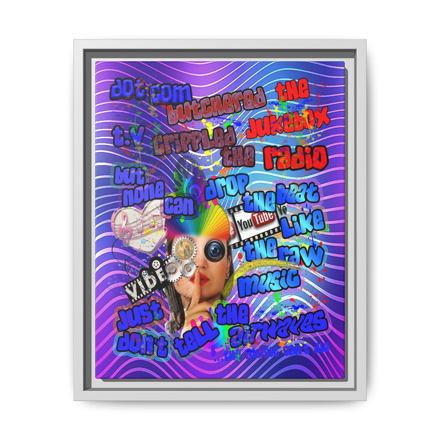 drop the beat - framed canvas art (purple wave)