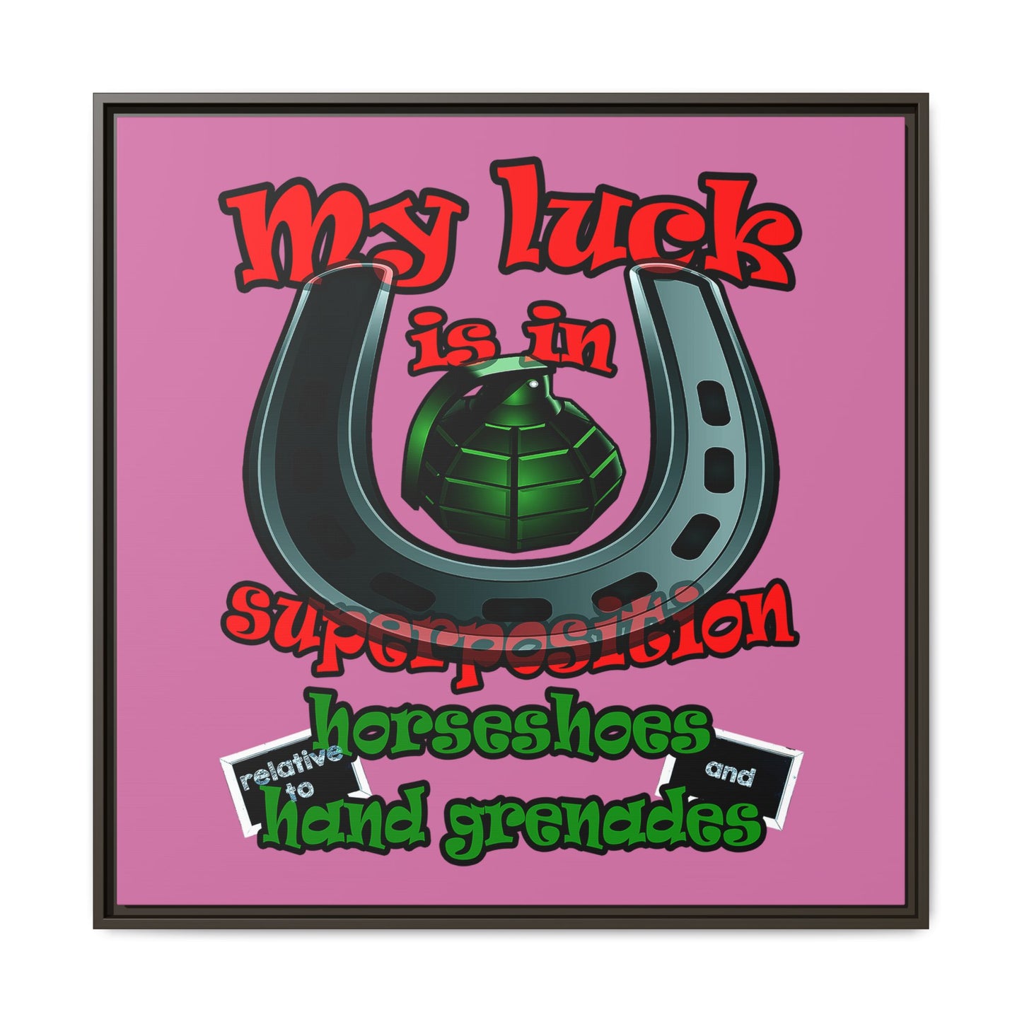 my luck - framed canvas art (light pink)