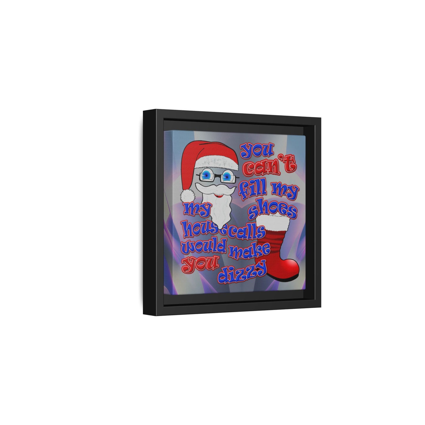 santa's shoes - framed canvas art (grey-pink wave)