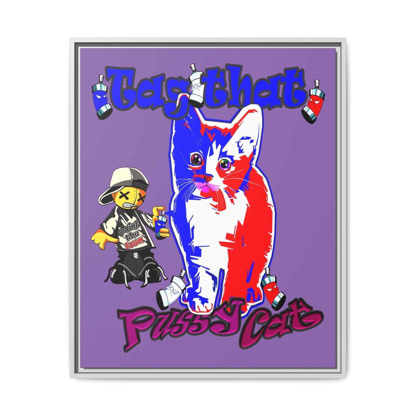 tag that - framed canvas art (light purple)