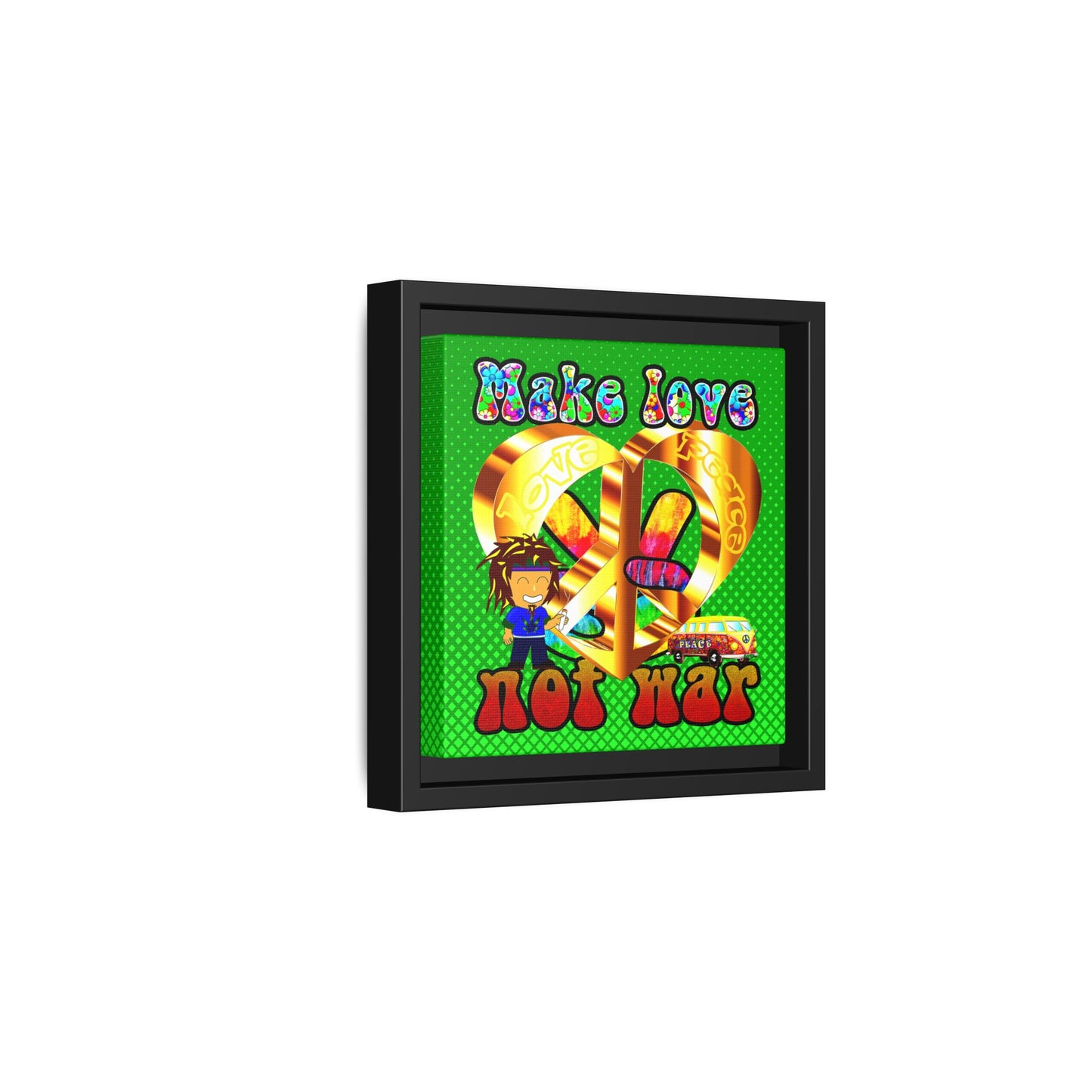 love peace - framed canvas art (logo green)