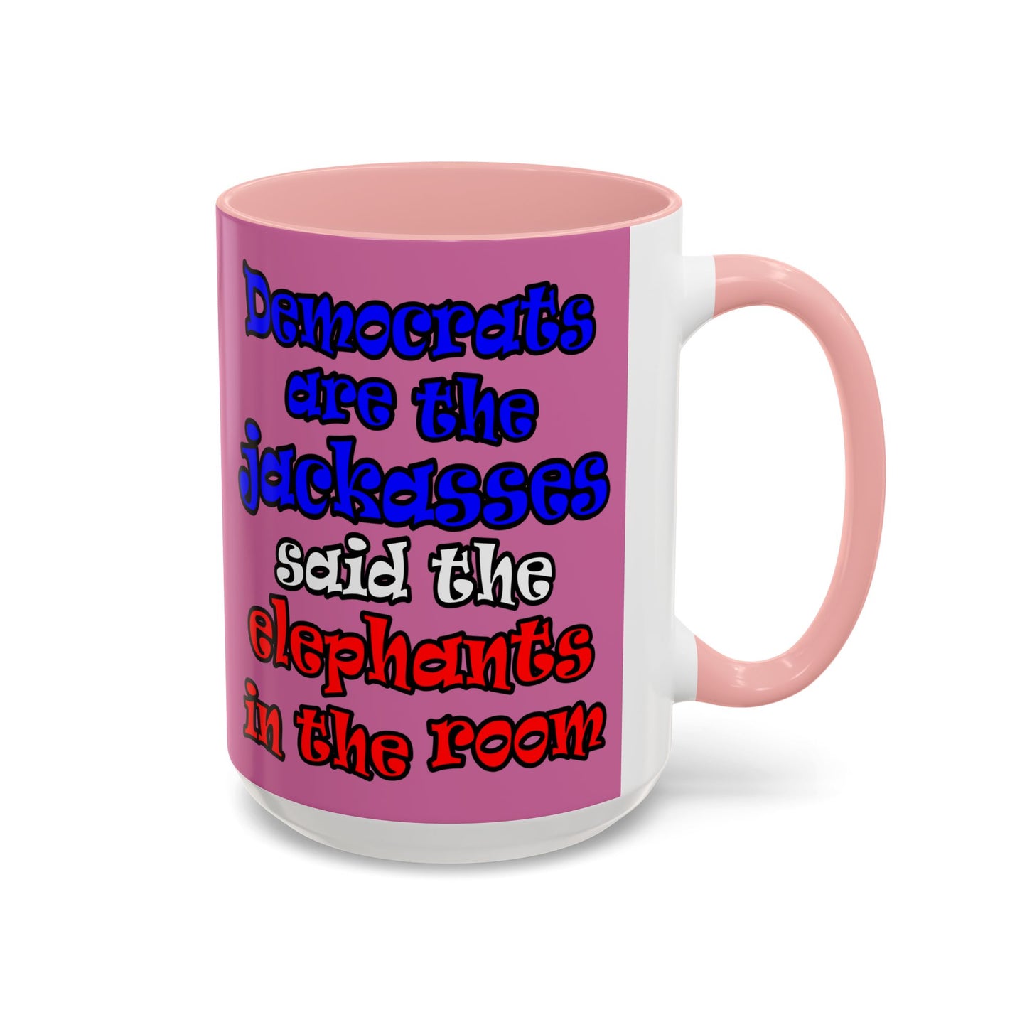 donkeys and elephants - Accent Mug (light pink)