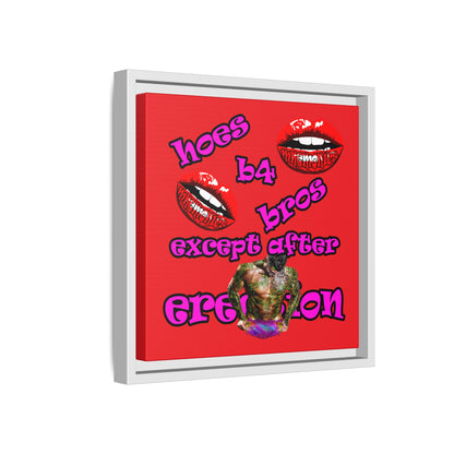 hoes b4 bros - framed canvas art (red)