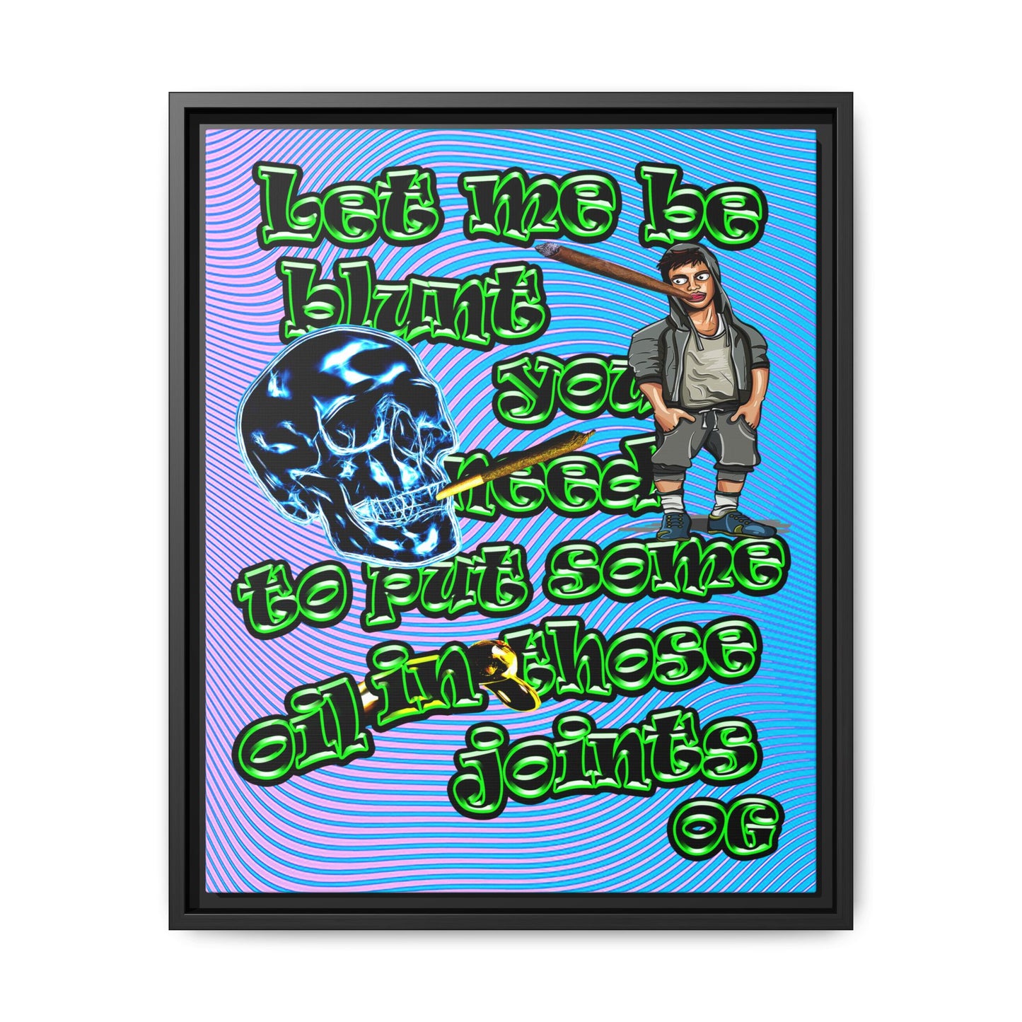 og - framed canvas art (light blue-purple wave)