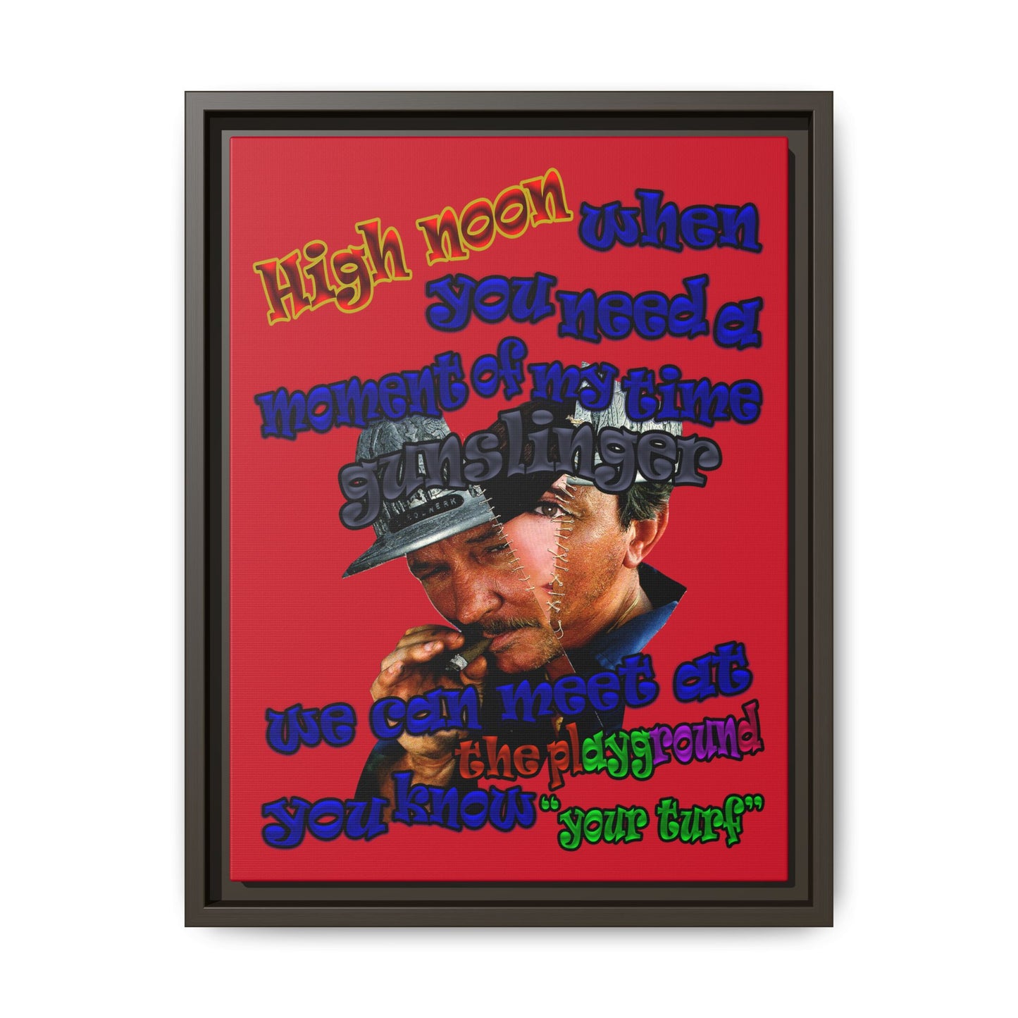 high noon - framed canvas art (dark red)
