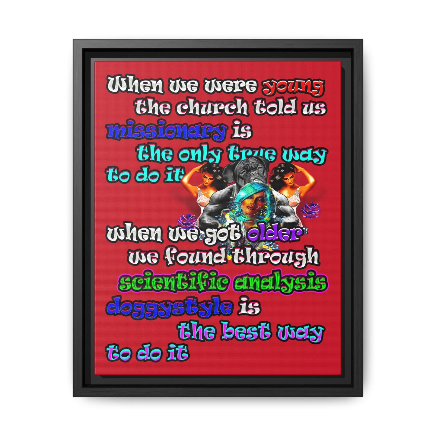 doggystyle - framed canvas art (dark red)