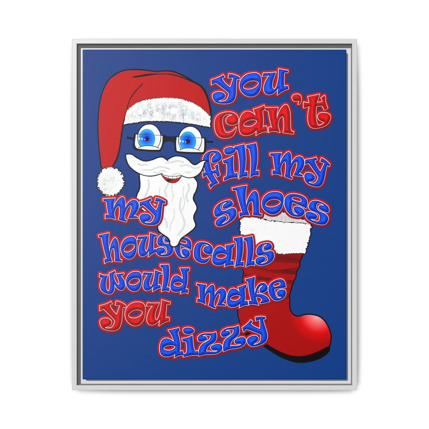 santa's shoes - framed canvas art (dark blue)
