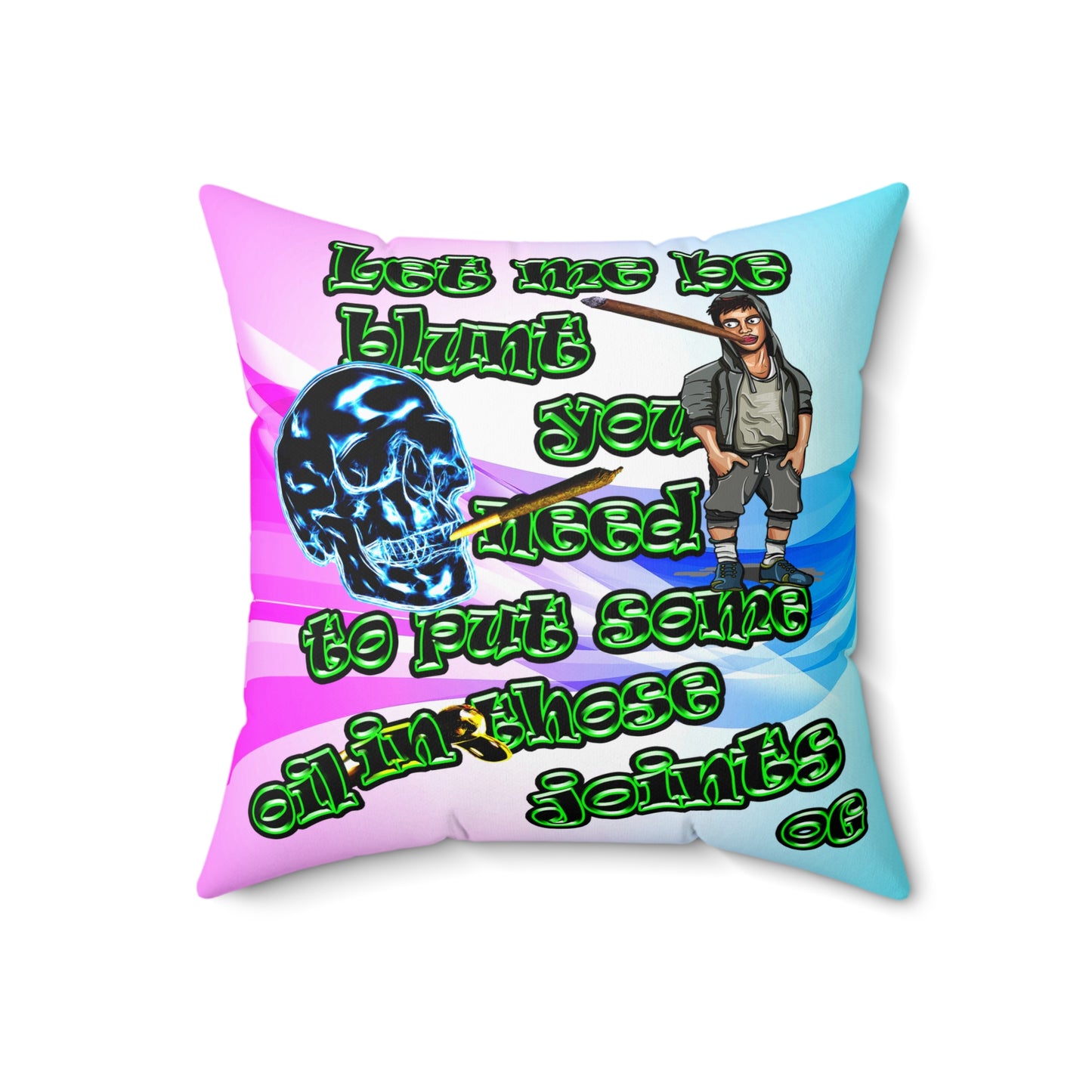 og - Spun Polyester Square Pillow - (light blue-pink wave)