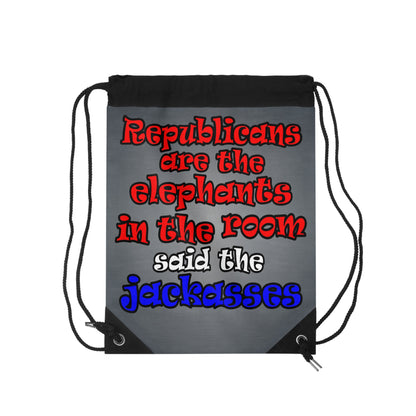 donkeys and elephants - Drawstring Bag (grey-light grey)