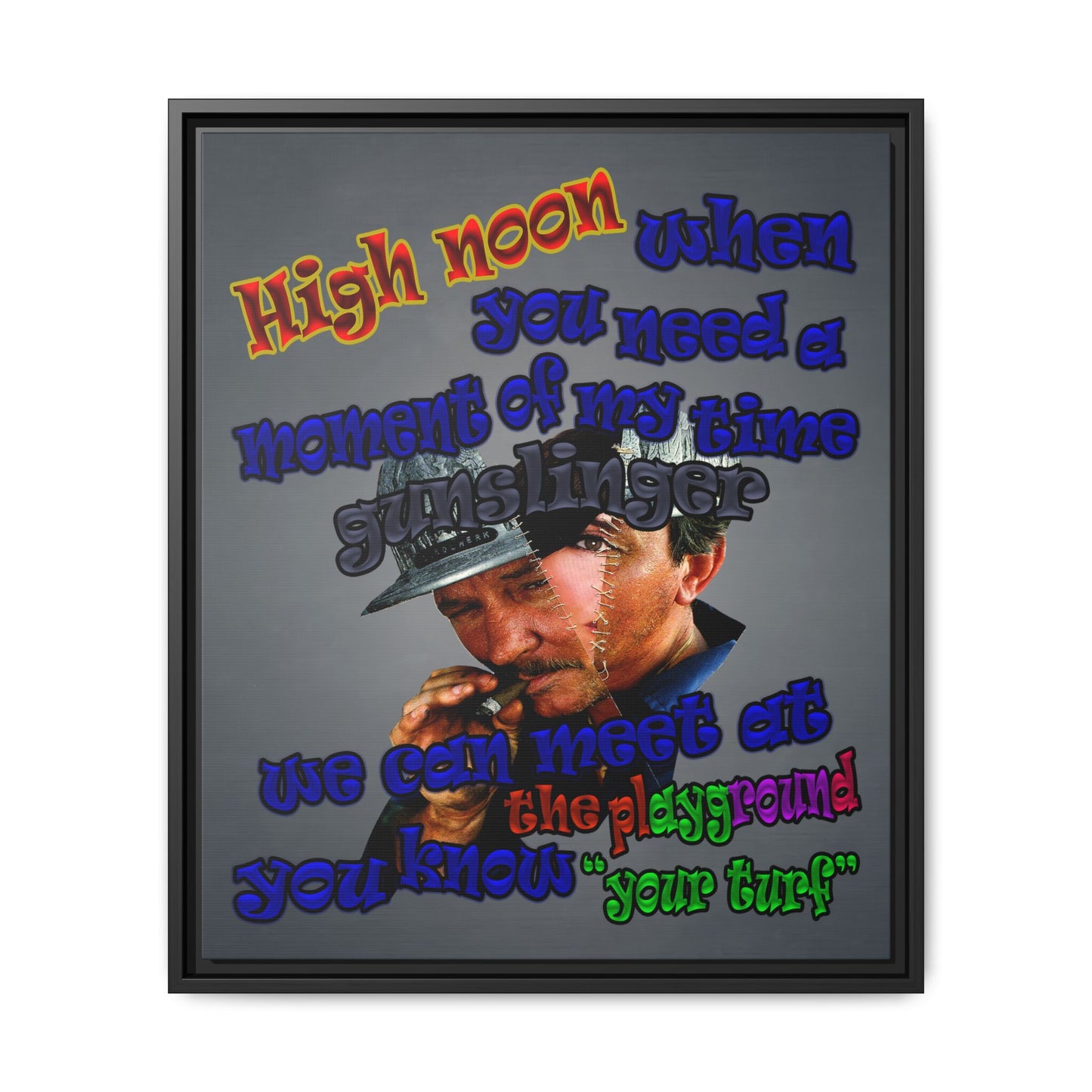 high noon - framed canvas art (grey-light grey)