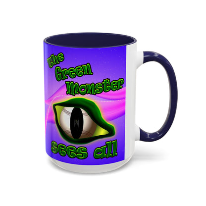 green monster - Accent Mug (purple-pink wave)