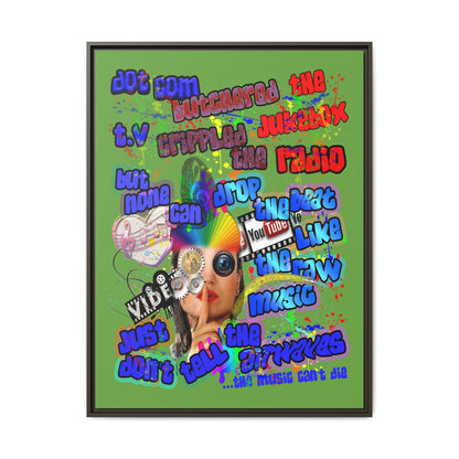 drop the beat - framed canvas art (green)