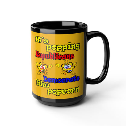 popping like popcorn - Black Mug (yellow)