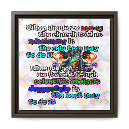 doggystyle - framed canvas art (white marble)