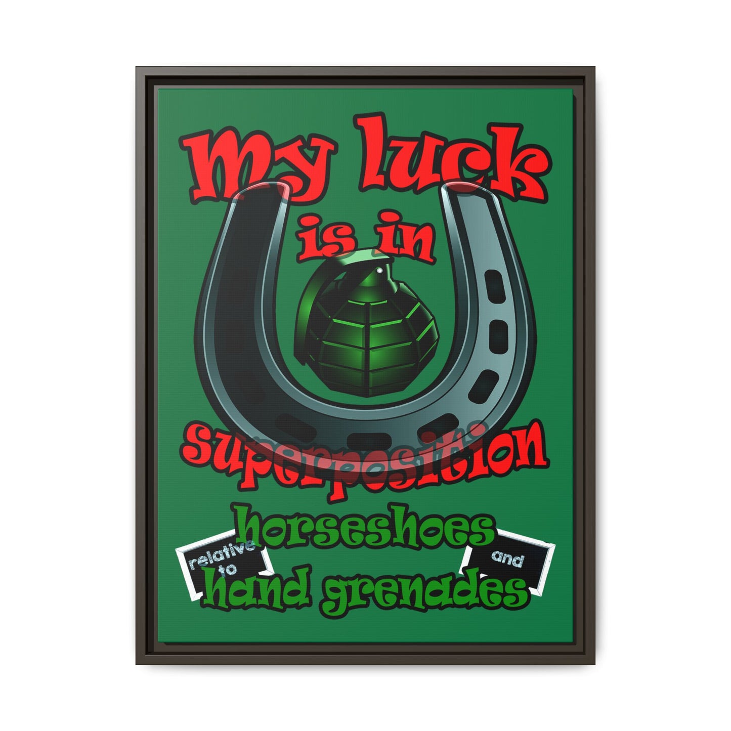 my luck - framed canvas art (dark green)